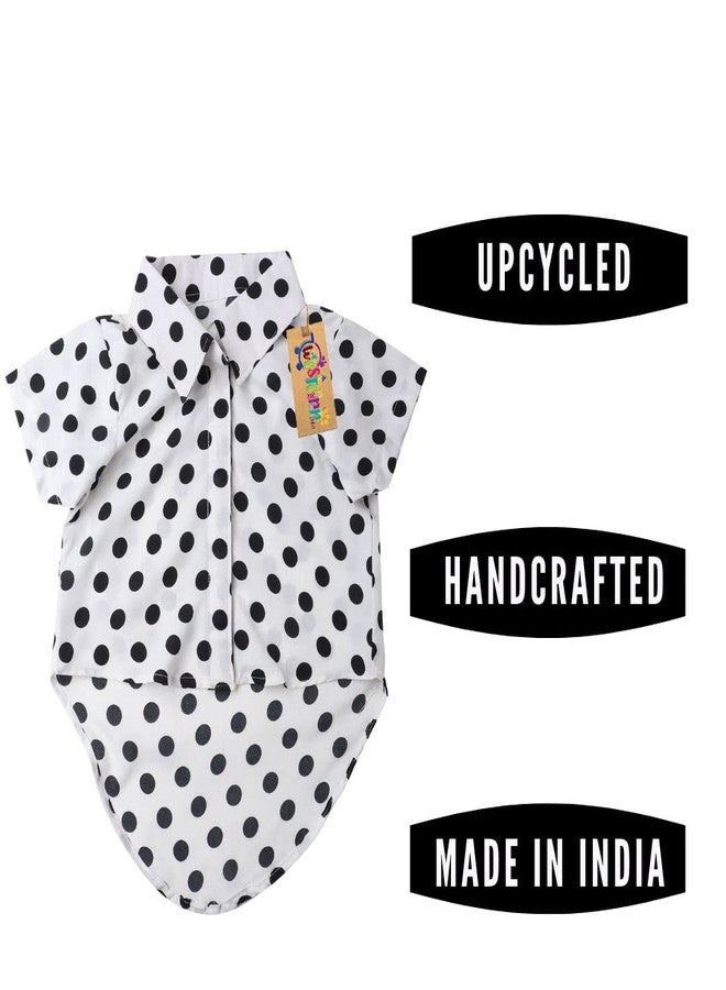 ويستيرن إرا قميص قطني مطبوع عليه صورة كلب من ويسترن إيرا، قميص أساسي يسمح بمرور الهواء، قميص فائق النعومة، قميص خفيف الوزن لطيف لكلبك، ملابس كلاب مريحة للغاية (مقاس صغير جدًا - 12 بوصة) (أبيض منقط) - Image 3